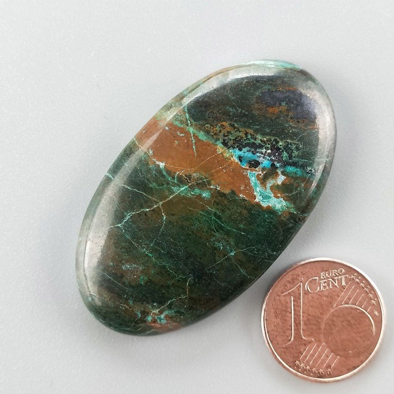 Cabochon di Crisocolla Naturale Ovale, Piatto e Liscio, 42x24 mm, 16,36 g, Fatto a Mano