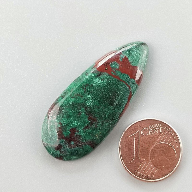 Crisocola Naturale Forma Goccia Piatto Cabochon Liscio Fatto a Mano 37X16mm 5.86gm 1pz