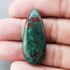 Crisocola Naturale Forma Goccia Piatto Cabochon Liscio Fatto a Mano 37X16mm 5.86gm 1pz
