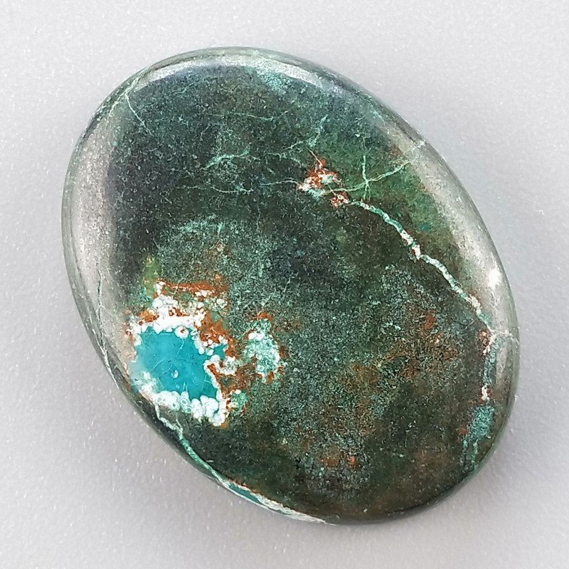 Crisocola Naturale Forma Ovale Piatto Cabochon Liscio Fatto a Mano 29X21mm 9.27gm 1pz
