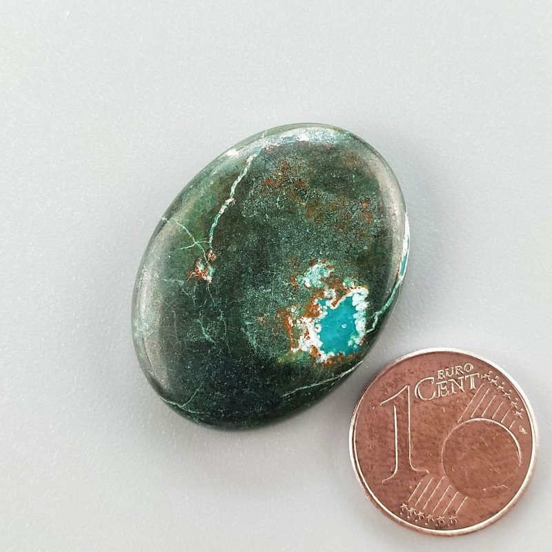 Crisocola Naturale Forma Ovale Piatto Cabochon Liscio Fatto a Mano 29X21mm 9.27gm 1pz