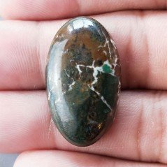 Crisocola Naturale Forma Ovale Piatto Cabochon Liscio Fatto a Mano 29X17mm 6.53gm 1pz