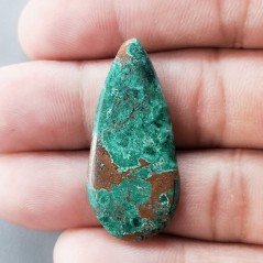 Crisocola Naturale Forma Goccia Piatto Cabochon Liscio Fatto a Mano 35X16mm 2.79gm 1pz