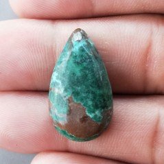 Crisocola Naturale Forma Goccia Piatto Cabochon Liscio Fatto a Mano 25X14mm 3.92gm 1pz