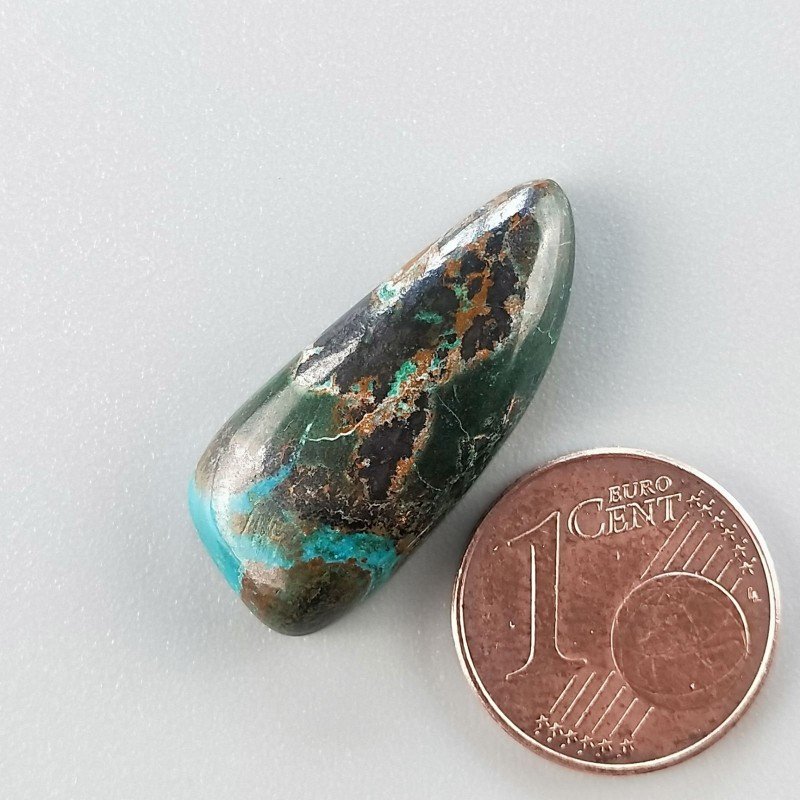 Crisocola Naturale Forma Fantasia Piatto Cabochon Liscio Fatto a Mano 25X12mm 4.60gm 1pz