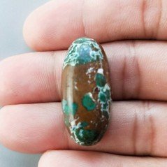 Crisocola Naturale Forma Ovale Piatto Cabochon Liscio Fatto a Mano 31X14mm 8.70gm 1pz