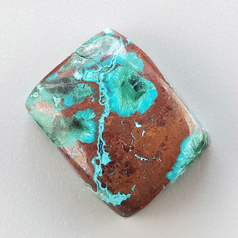 Crisocola Naturale Forma Rettangolare Piatto Cabochon Liscio Fatto a Mano 19X15mm 4.62gm 1pz
