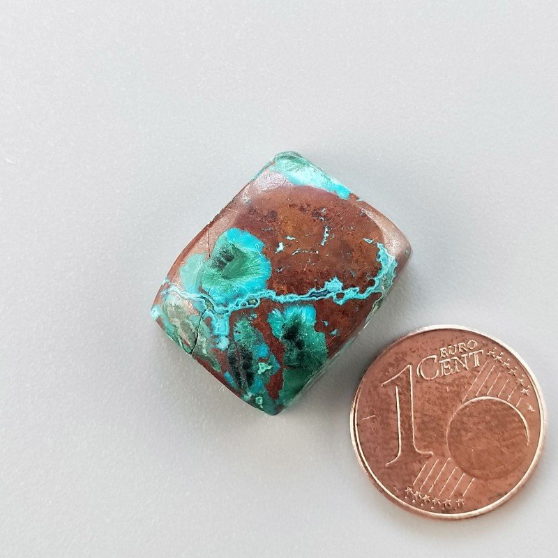 Cabochon di Crisocolla Naturale Rettangolare, Piatto e Liscio, 19x15 mm, 4,62 g, Fatto a Mano