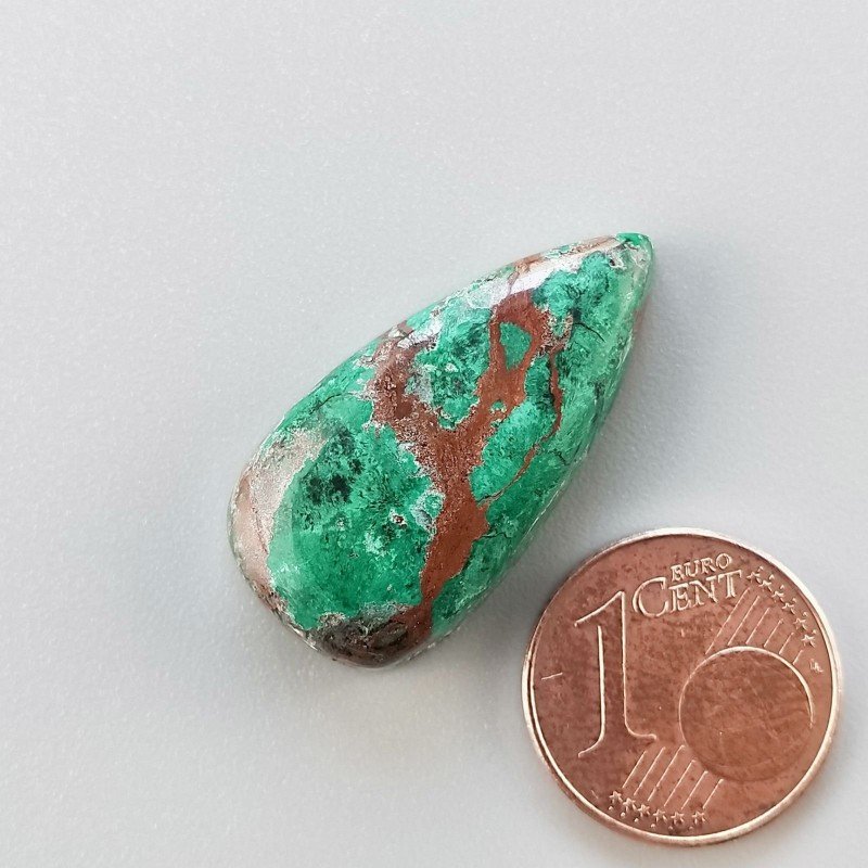 Crisocola Naturale Forma Goccia Piatto Cabochon Liscio Fatto a Mano 27X14mm 5.20gm 1pz