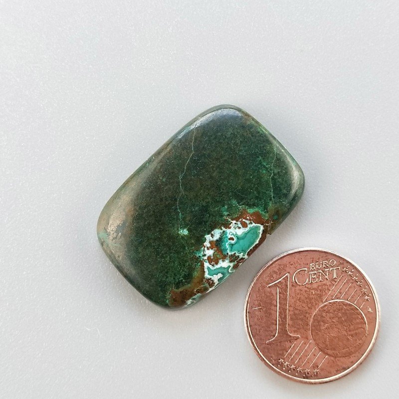 Cabochon di Crisocolla Naturale Cuscino, Piatto e Liscio, 24x17 mm, 5,78 g, Fatto a Mano