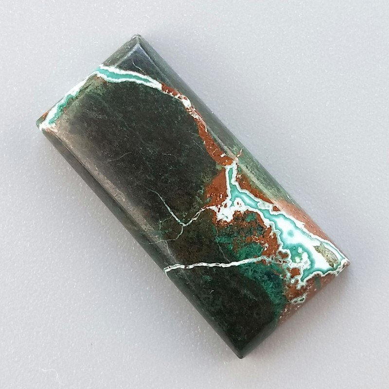 Crisocola Naturale Forma Rettangolare Piatto Cabochon Liscio Fatto a Mano 28X13mm 5.30gm 1pz