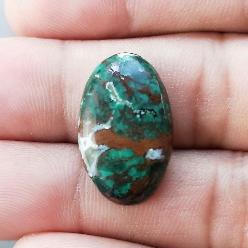 Crisocola Naturale Forma Ovale Piatto Cabochon Liscio Fatto a Mano 22X14mm 3.30gm 1pz