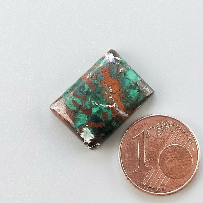 Cabochon di Crisocolla Naturale Rettangolare, Piatto e Liscio, 18x13 mm, 3,04 g, Fatto a Mano