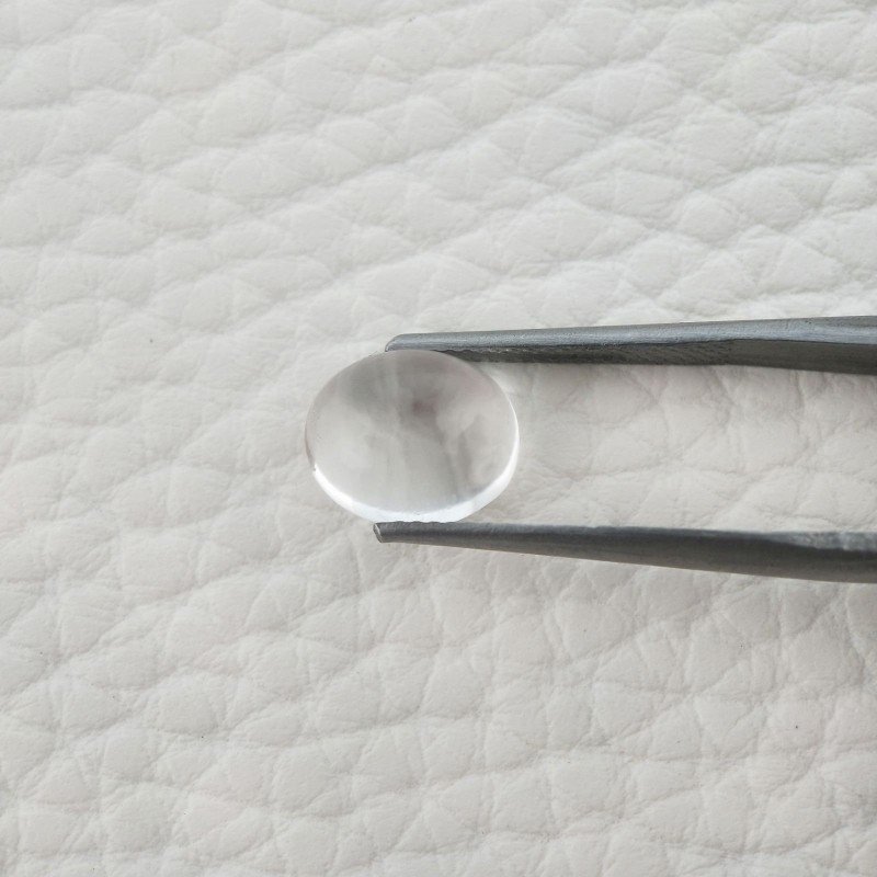 Cristallo Di Rocca Naturale Forma Ovale Piatto Cabochon Liscio Fatto a Mano 9X8X5mm 3,80 Carati 1pz
