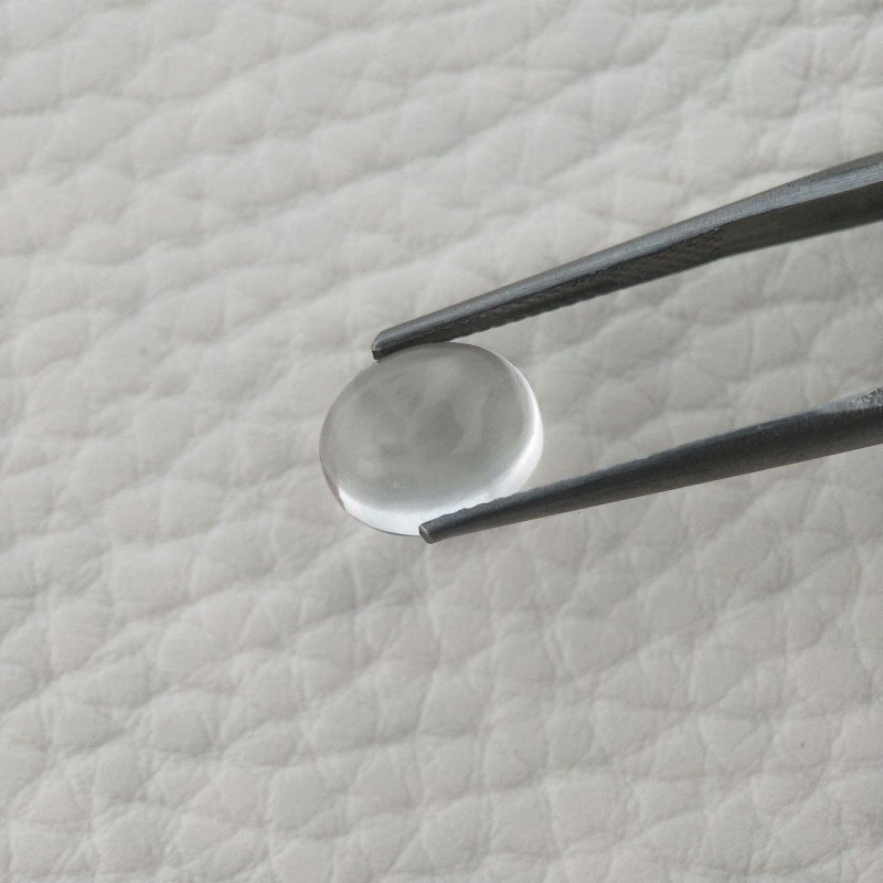 Cristallo Di Rocca Naturale Forma Ovale Piatto Cabochon Liscio Fatto a Mano 9X8X5mm 3,80 Carati 1pz