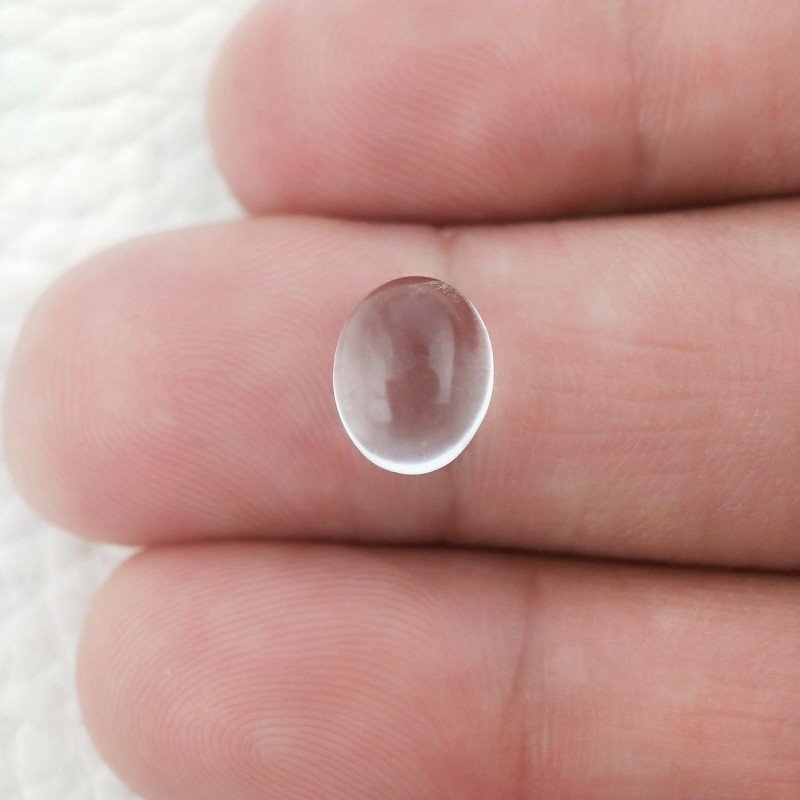 Cristallo Di Rocca Naturale Forma Ovale Piatto Cabochon Liscio Fatto a Mano 9X8X5mm 3,80 Carati 1pz