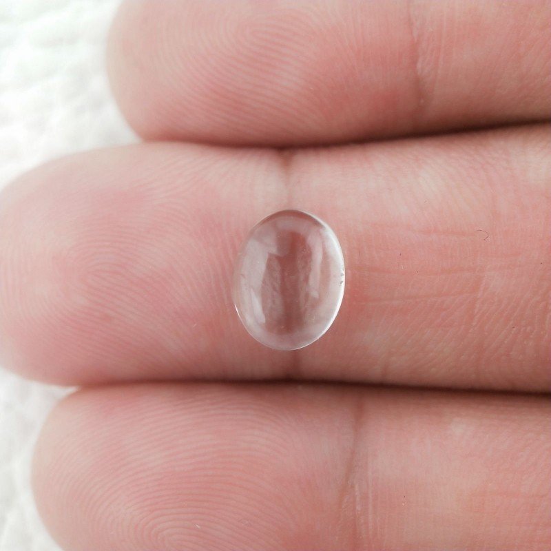 Cristallo Di Rocca Naturale Forma Ovale Piatto Cabochon Liscio Fatto a Mano 10X7X4mm 2,45 Carati 1pz