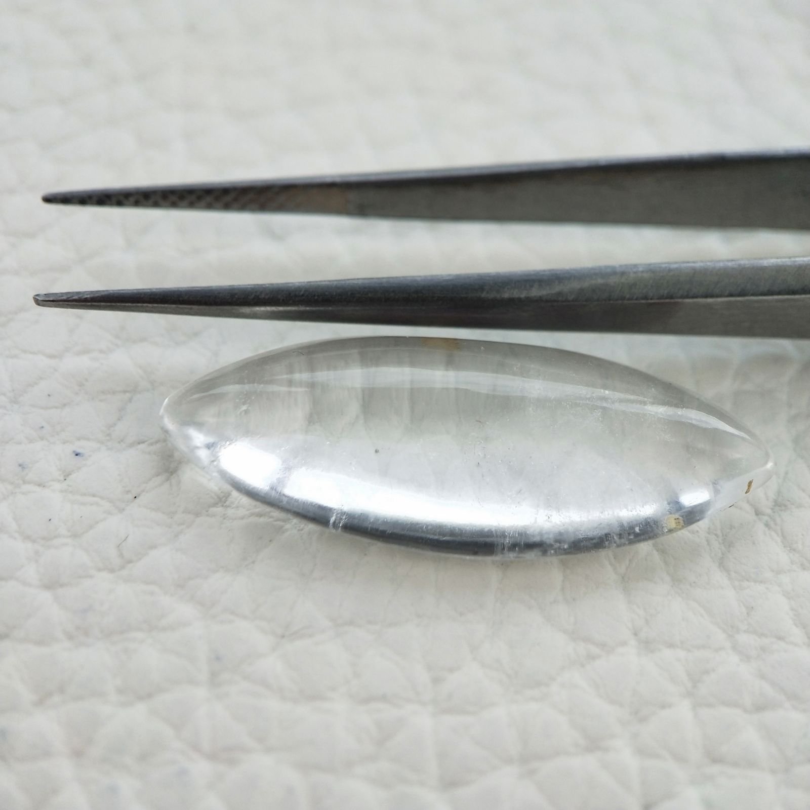 Cristallo Di Rocca Naturale Forma Marquise Piatto Cabochon Liscio Fatto a Mano 29X12X6mm 14,25 Carati 1pz