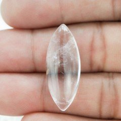 Cabochon di Cristallo di Rocca Naturale Marquise, Piatto e Liscio, 29x12x6 mm, 14,25 ct, Fatto a Mano
