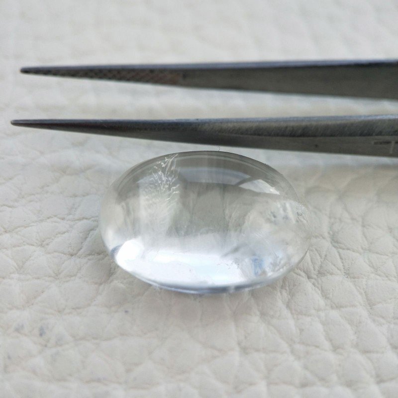Cristallo Di Rocca Naturale Forma Ovale Piatto Cabochon Liscio Fatto a Mano 19X13X8mm 16,70 Carati 1pz