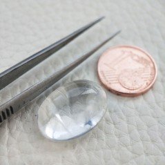 Cristallo Di Rocca Naturale Forma Ovale Piatto Cabochon Liscio Fatto a Mano 19X13X8mm 16,70 Carati 1pz