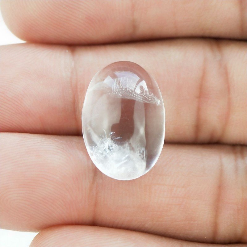 Cristallo Di Rocca Naturale Forma Ovale Piatto Cabochon Liscio Fatto a Mano 19X13X8mm 16,70 Carati 1pz