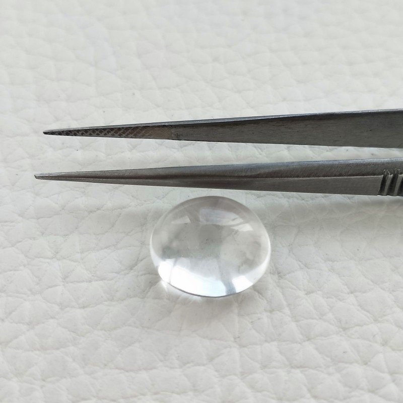 Cristallo Di Rocca Naturale Forma Ovale Piatto Cabochon Liscio Fatto a Mano 13X11X7mm 8,55 Carati 1pz