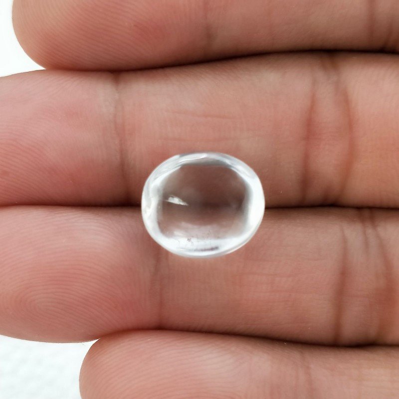 Cristallo Di Rocca Naturale Forma Ovale Piatto Cabochon Liscio Fatto a Mano 13X11X7mm 8,55 Carati 1pz