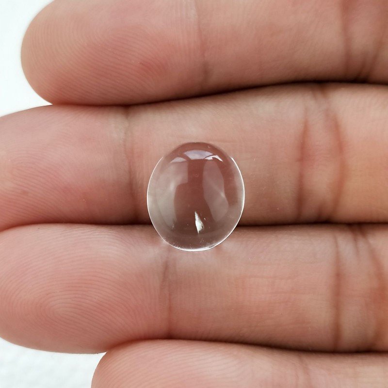 Cristallo Di Rocca Naturale Forma Ovale Piatto Cabochon Liscio Fatto a Mano 13X11X7mm 8,55 Carati 1pz