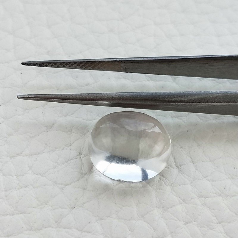Cristallo Di Rocca Naturale Forma Ovale Piatto Cabochon Liscio Fatto a Mano 12X10X7mm 7,10 Carati 1pz