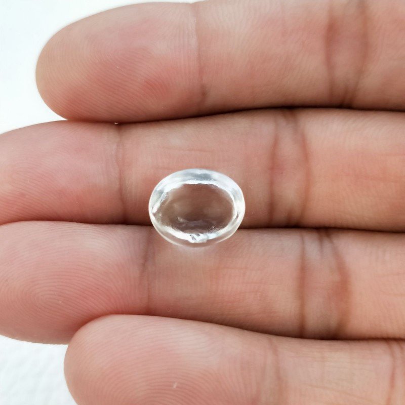 Cristallo Di Rocca Naturale Forma Ovale Piatto Cabochon Liscio Fatto a Mano 12X10X7mm 7,10 Carati 1pz