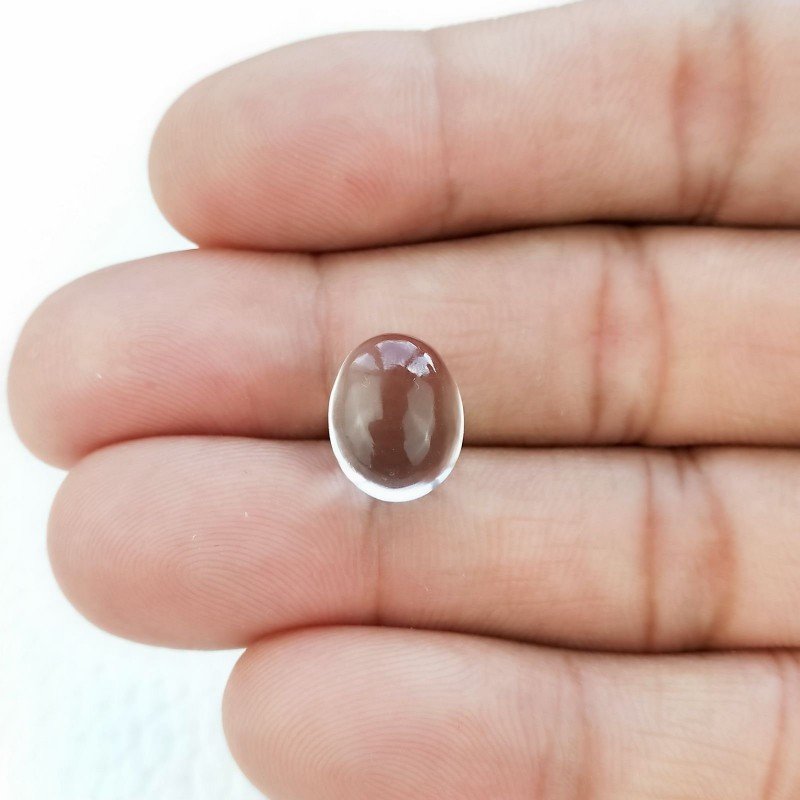 Cristallo Di Rocca Naturale Forma Ovale Piatto Cabochon Liscio Fatto a Mano 12X10X7mm 7,10 Carati 1pz
