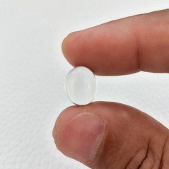 Cabochon di Cristallo di Rocca Naturale Ovale, Piatto e Liscio, 12x10x7 mm, 7,10 ct, Fatto a Mano