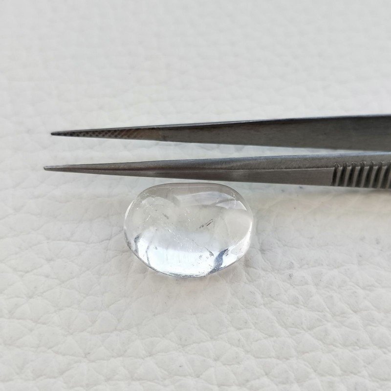Cristallo Di Rocca Naturale Forma Ovale Piatto Cabochon Liscio Fatto a Mano 16X13X7mm 13,70 Carati 1pz