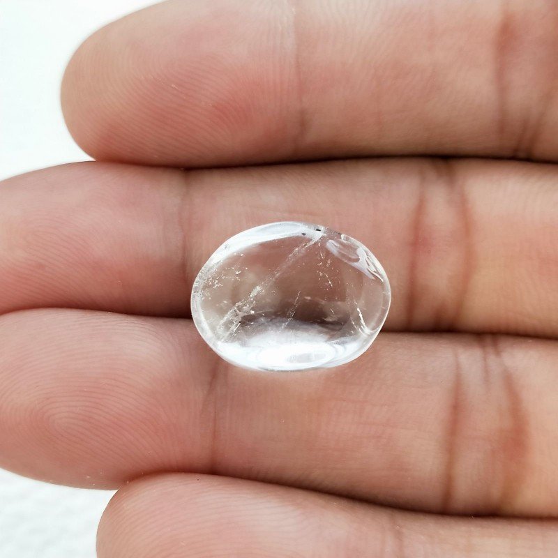 Cristallo Di Rocca Naturale Forma Ovale Piatto Cabochon Liscio Fatto a Mano 16X13X7mm 13,70 Carati 1pz