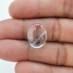 Cristallo Di Rocca Naturale Forma Ovale Piatto Cabochon Liscio Fatto a Mano 16X13X7mm 13,70 Carati 1pz