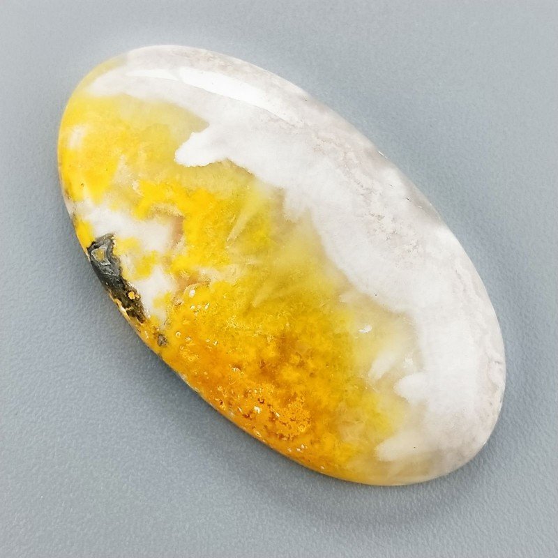 Diaspro Bumble Bee Naturale Forma Ovale Piatto Cabochon Liscio Fatto a Mano 38X21mm 7.91gm 1pz