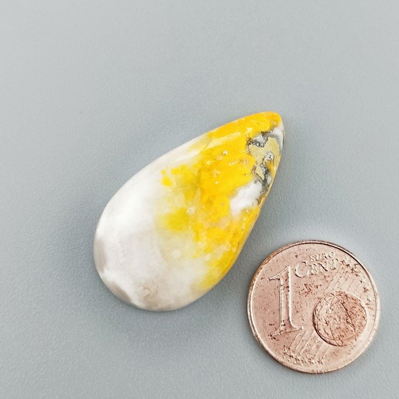 Diaspro Bumble Bee Naturale Forma Goccia Piatto Cabochon Liscio Fatto a Mano 30X17mm 5.15gm 1pz