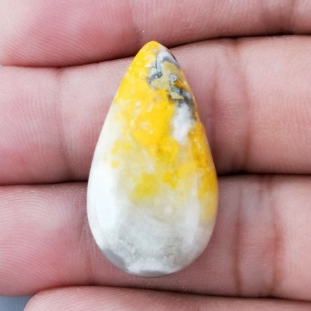 Diaspro Bumble Bee Naturale Forma Goccia Piatto Cabochon Liscio Fatto a Mano 30X17mm 5.15gm 1pz