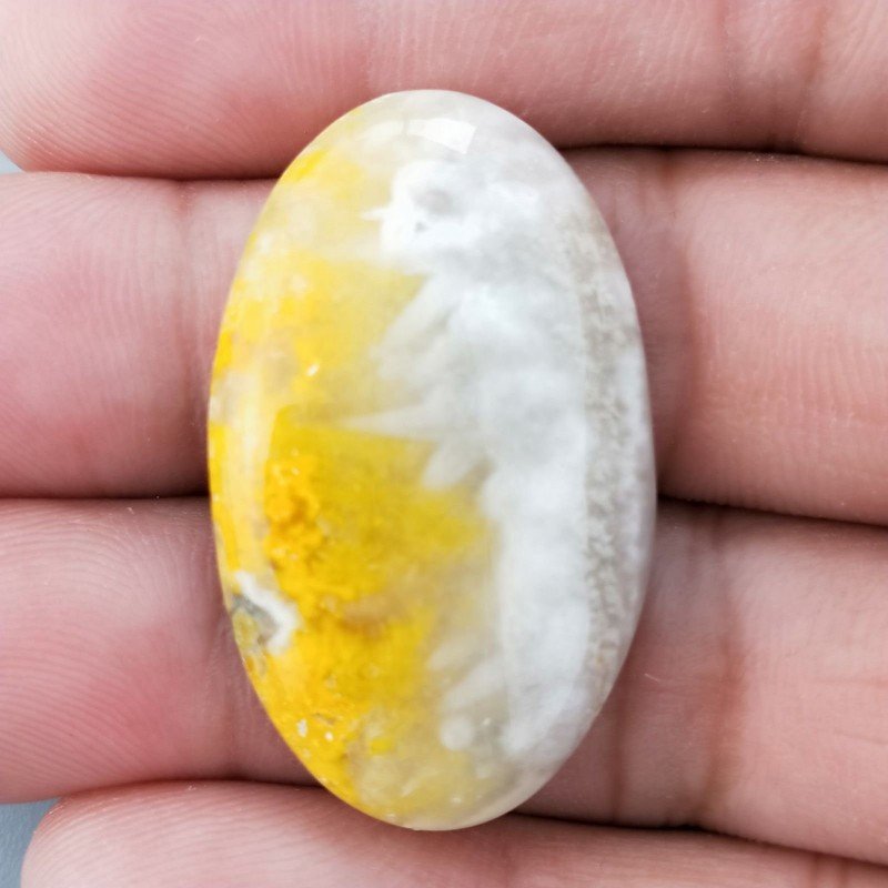 Diaspro Bumble Bee Naturale Forma Ovale Piatto Cabochon Liscio Fatto a Mano 35X21mm 7.25gm 1pz