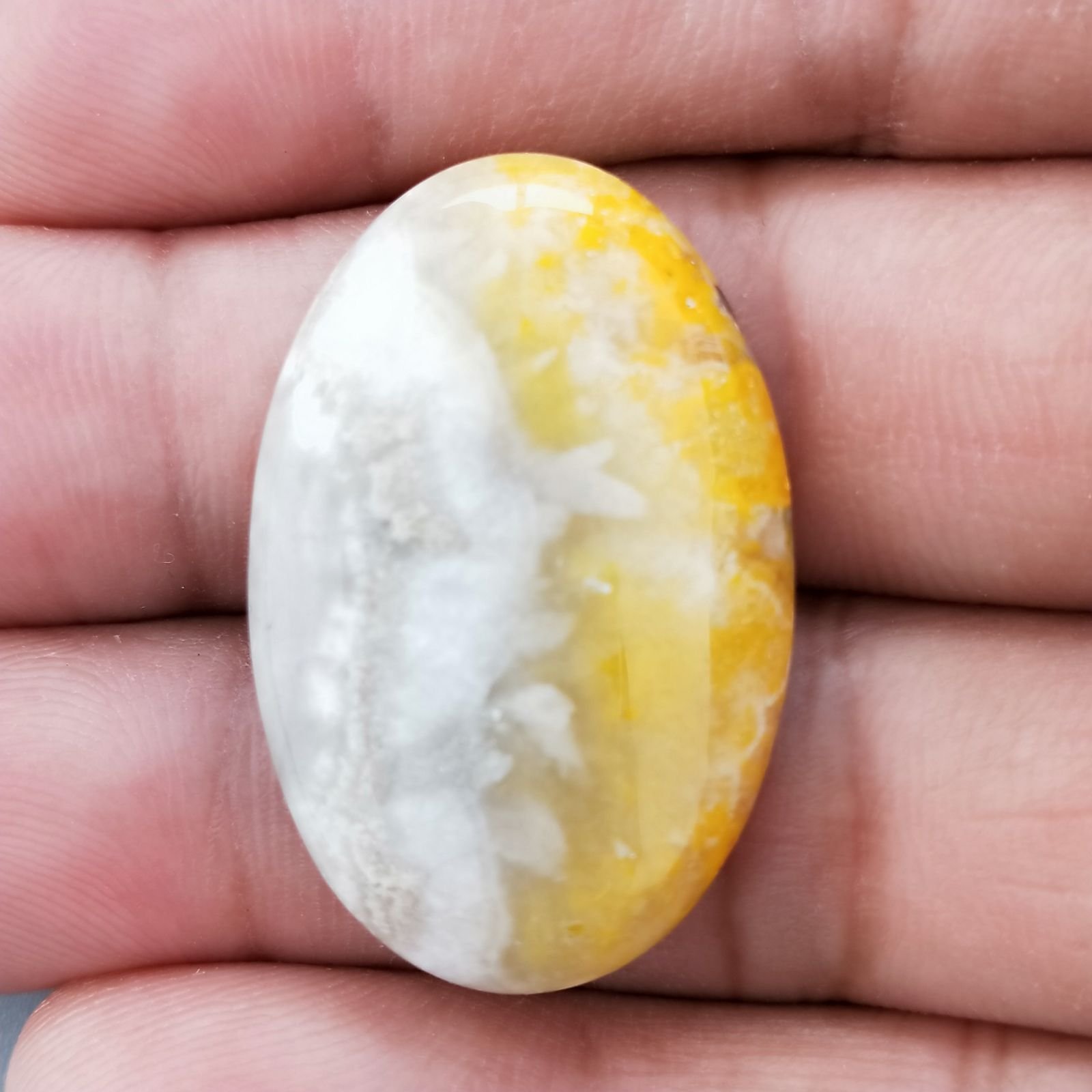 Diaspro Bumble Bee Naturale Forma Ovale Piatto Cabochon Liscio Fatto a Mano 32X21mm 6.30gm 1pz
