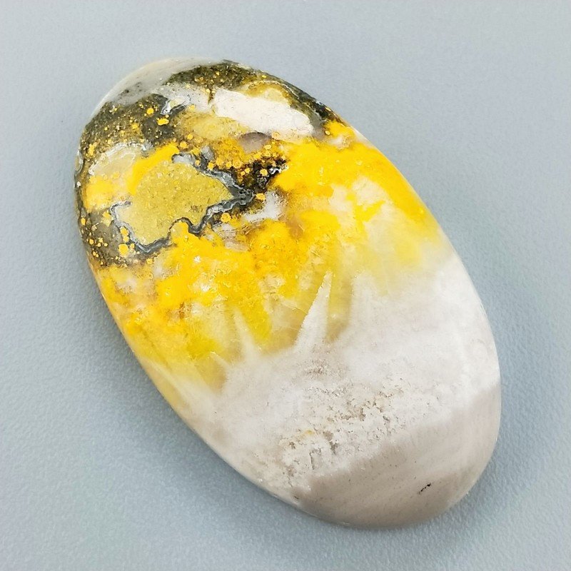 Diaspro Bumble Bee Naturale Forma Ovale Piatto Cabochon Liscio Fatto a Mano 35X21mm 7.90gm 1pz