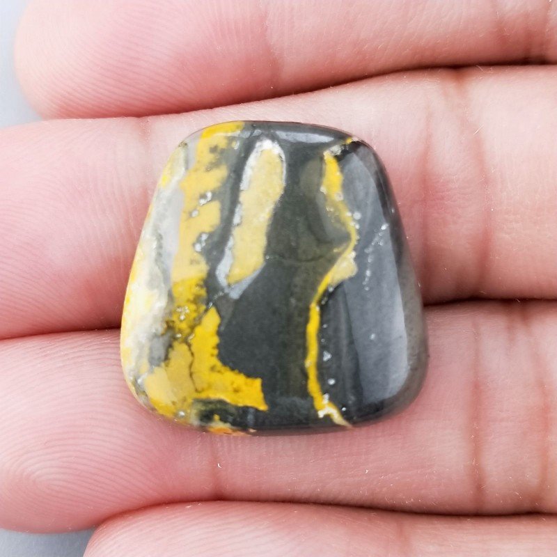 Diaspro Bumble Bee Naturale Forma Fantasia Piatto Cabochon Liscio Fatto a Mano 23X22mm 5.20gm 1pz