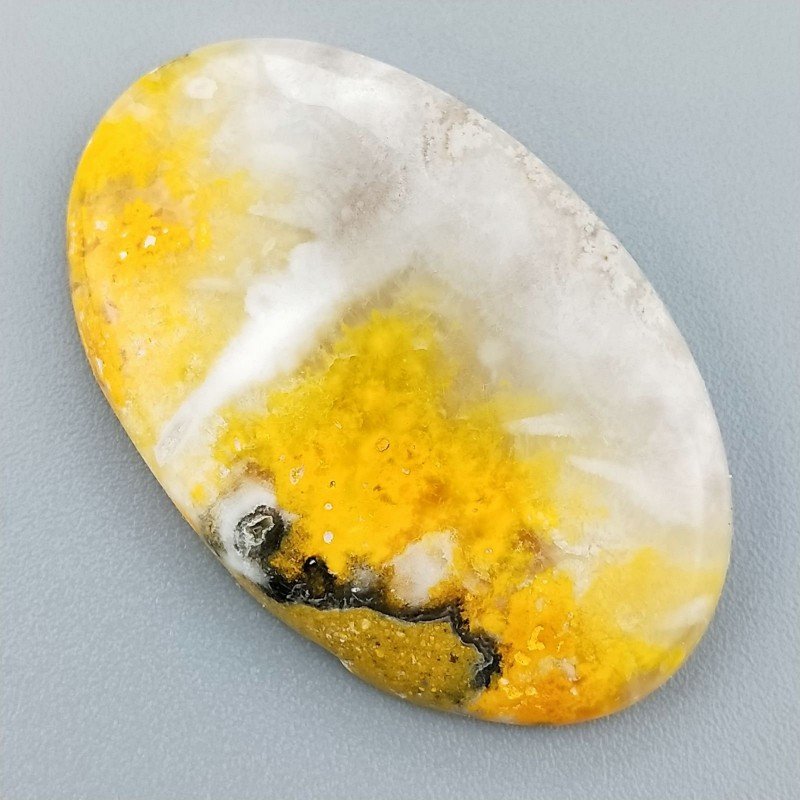 Diaspro Bumble Bee Naturale Forma Ovale Piatto Cabochon Liscio Fatto a Mano 38X24mm 7.80gm 1pz