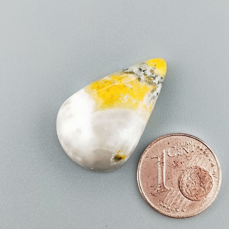 Diaspro Bumble Bee Naturale Forma Goccia Piatto Cabochon Liscio Fatto a Mano 26X16mm 4.14gm 1pz