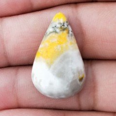 Diaspro Bumble Bee Naturale Forma Goccia Piatto Cabochon Liscio Fatto a Mano 26X16mm 4.14gm 1pz