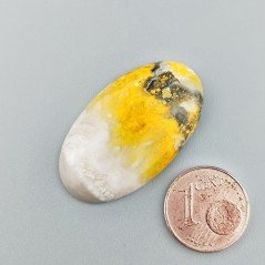 Diaspro Bumble Bee Naturale Forma Ovale Piatto Cabochon Liscio Fatto a Mano 33X19mm 5.16gm 1pz