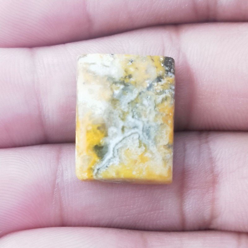 Cabochon di Diaspro Bumble Bee Naturale Rettangolare, Piatto e Liscio, 20x15 mm, 3,45 g, Fatto a Mano