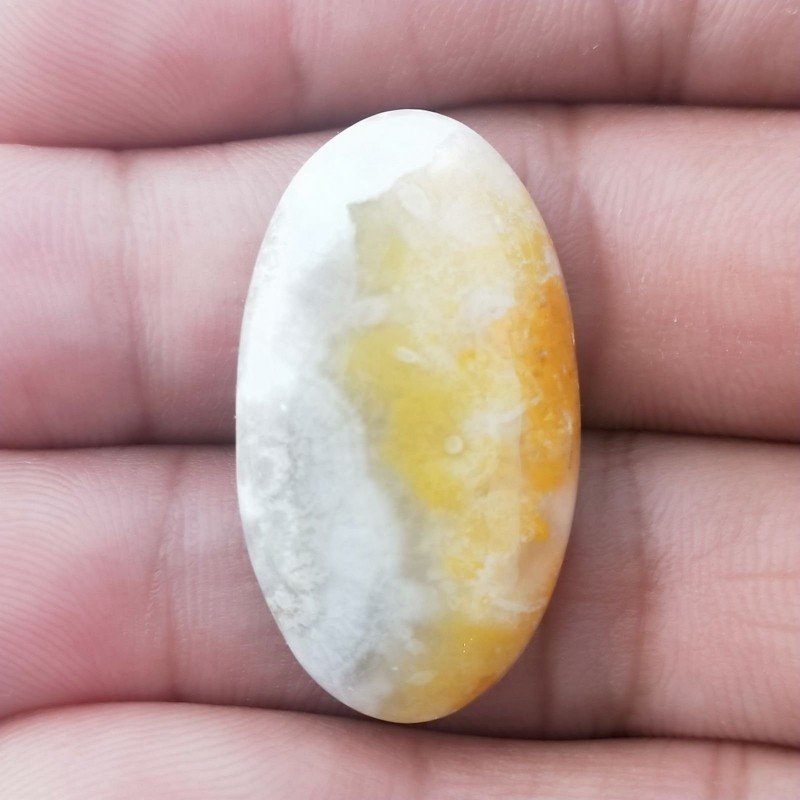 Diaspro Bumble Bee Naturale Forma Ovale Piatto Cabochon Liscio Fatto a Mano 32X18mm 5.05gm 1pz