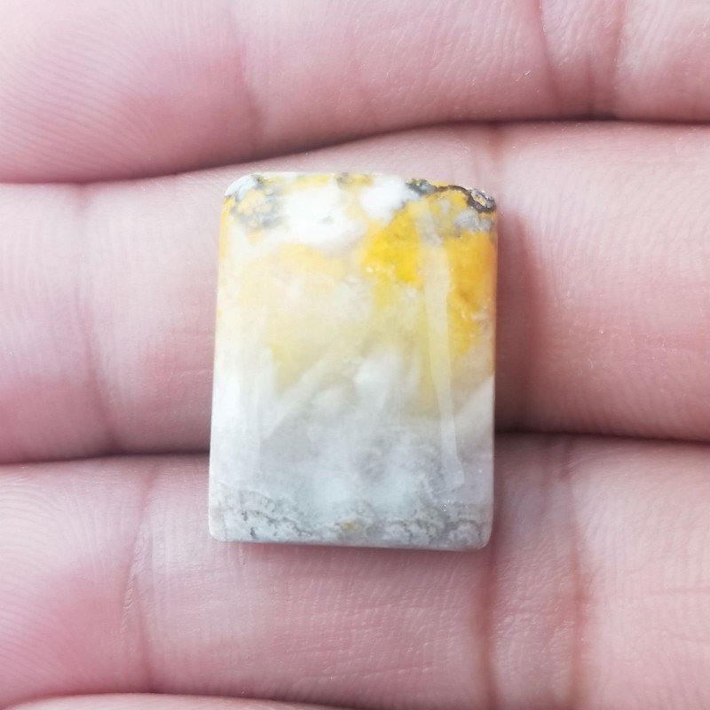 Cabochon di Diaspro Bumble Bee Naturale Rettangolare, Piatto e Liscio, 20x15 mm, 4,14 g, Fatto a Mano